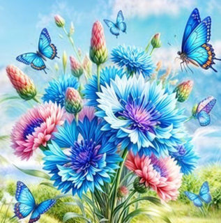 Diamond Painting Blumen-Schmetterlingen
